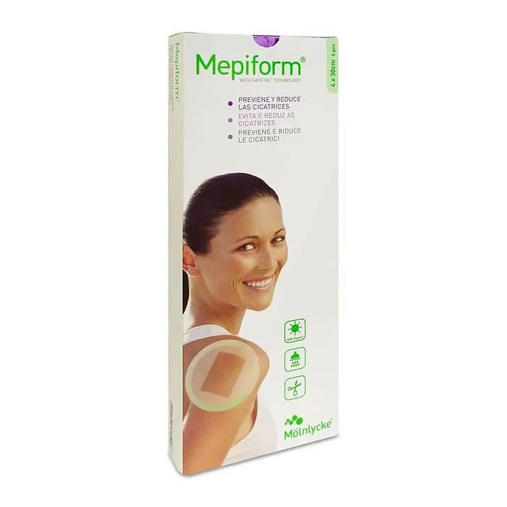 Arpia vähentävät silikonigeelilevyt Mepiform 4x30 cm 5 kpl