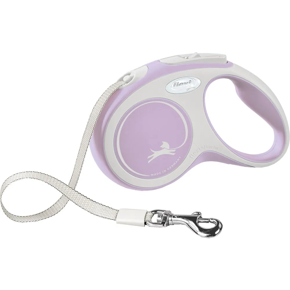 Flexi New COMFORT, Koira, Sisäänvedettävä hihna, Vaaleanpunainen, Valkoinen, Nauha, 15 kg, Yksivärinen