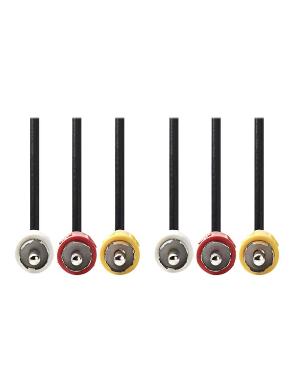 Nedis Komposiittivideokaapeli | 3x RCA uros | 3x RCA uros | Niklattu | 480p | 10.0 m | Pyöreä | PVC | Musta | Kirjekuori