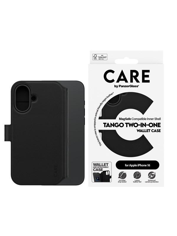 CARE by PanzerGlass Case Feature Tango Two-in-One Wallet Case iPhone 16