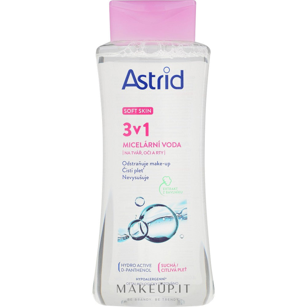 Astrid Misellivesi 3 in 1 kasvoille, silmille ja huulille kuivalle ja herkälle iholle Aqua Biotic - 400ml