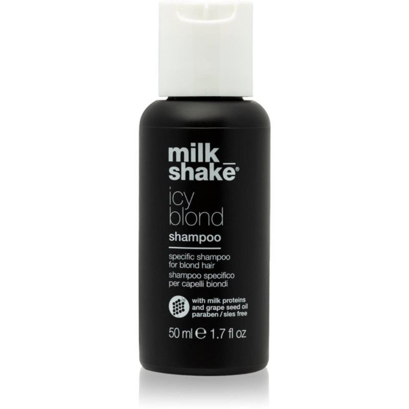 pirtelö Milk Shake Icy Blond -keltaisuutta ehkäisevä shampoo vaaleille hiuksille 50 ml