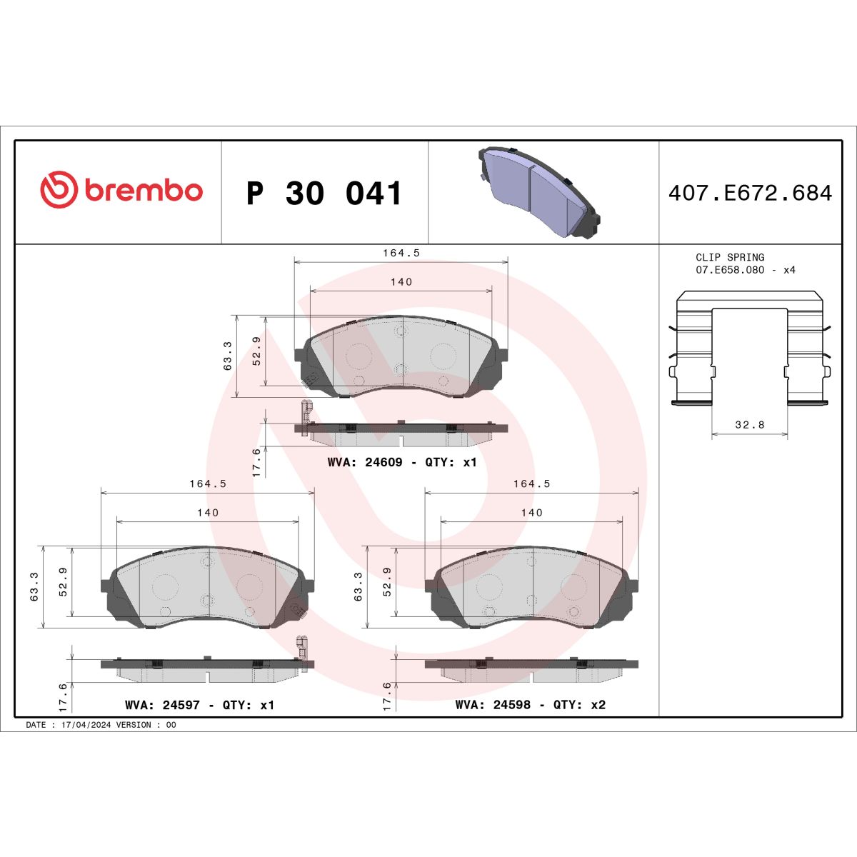 Jarrupalat, levyjarru BREMBO P 30 041