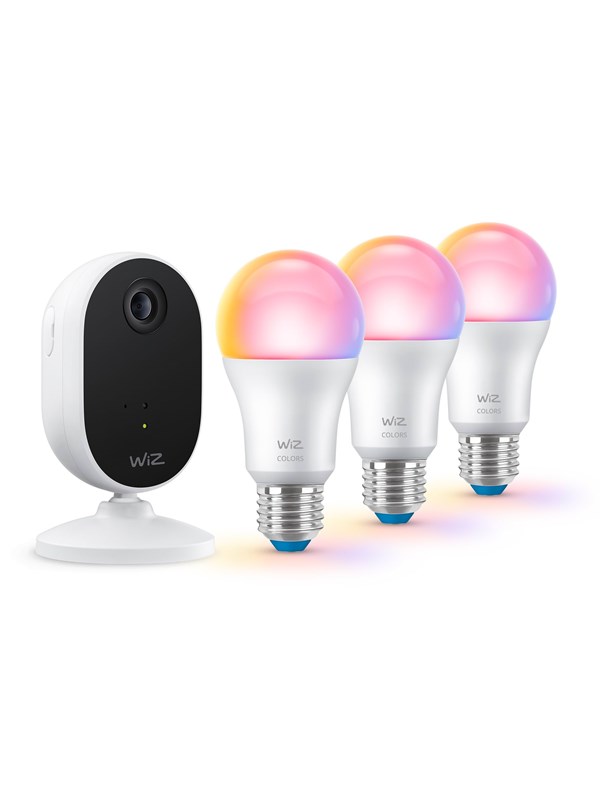 WiZ Startkit Övervakning och belysning Kamera + 3x Smart LED E27 Färg