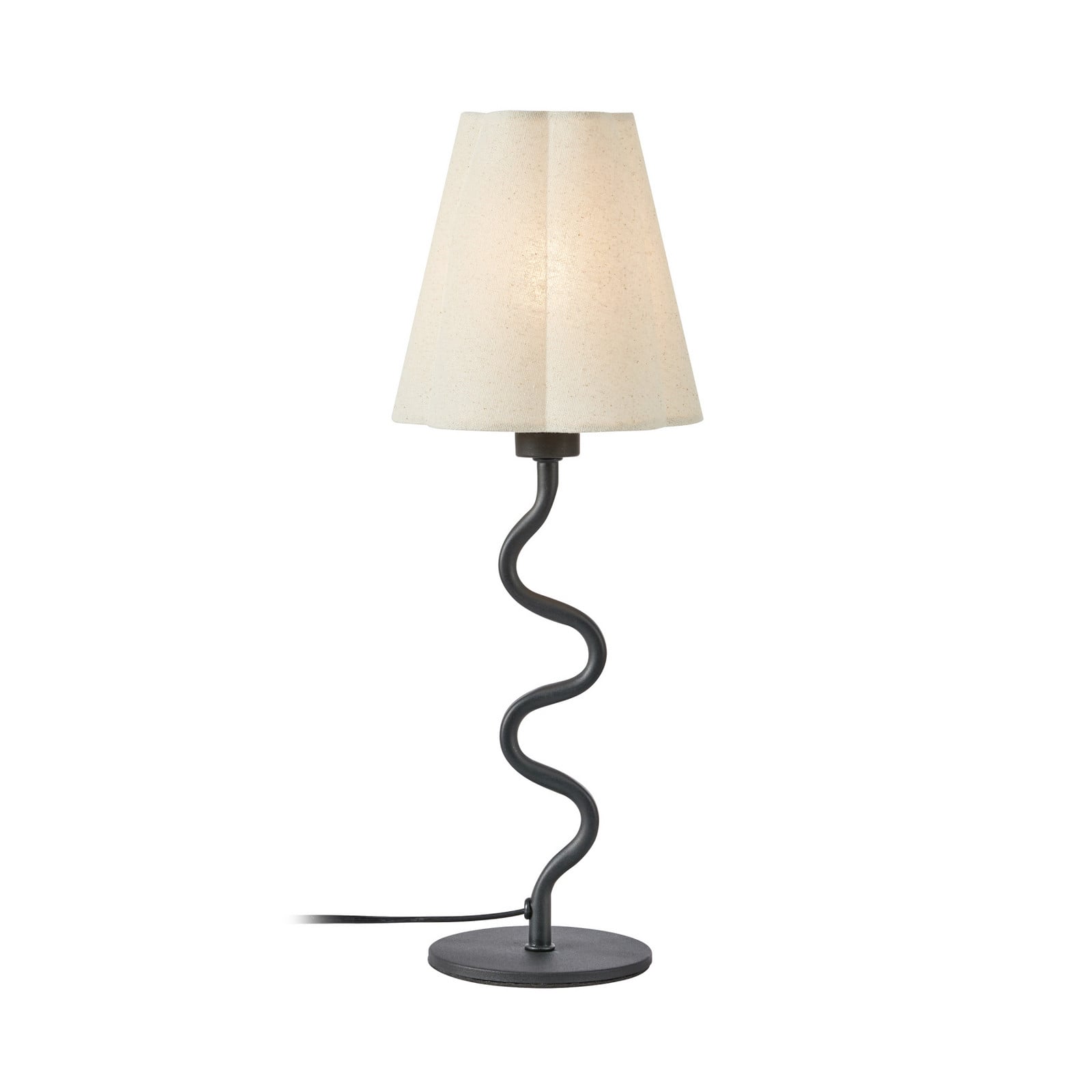 Veya pöytävalaisin, musta/beige, pellava, korkeus 41 cm, E14 - Markslöjd - Olohuone - Kangas / tekstiili - Yksilamppuinen
