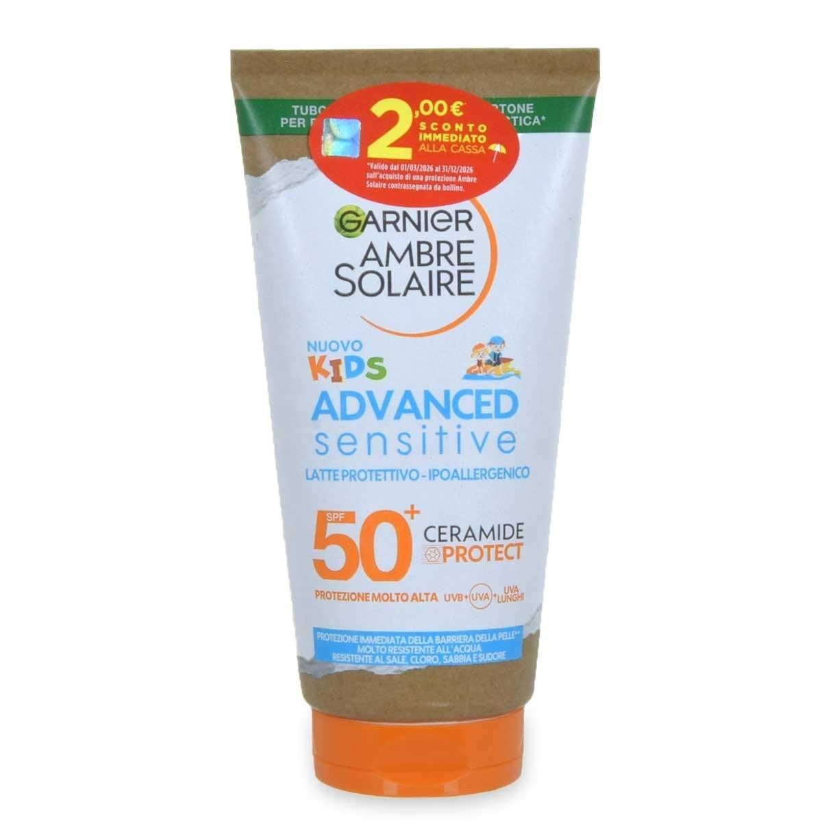 Garnier Ambre Solaire Advanced Sensitive -suojaava rusketusmaito lapsille SPF 50+ 175 ml