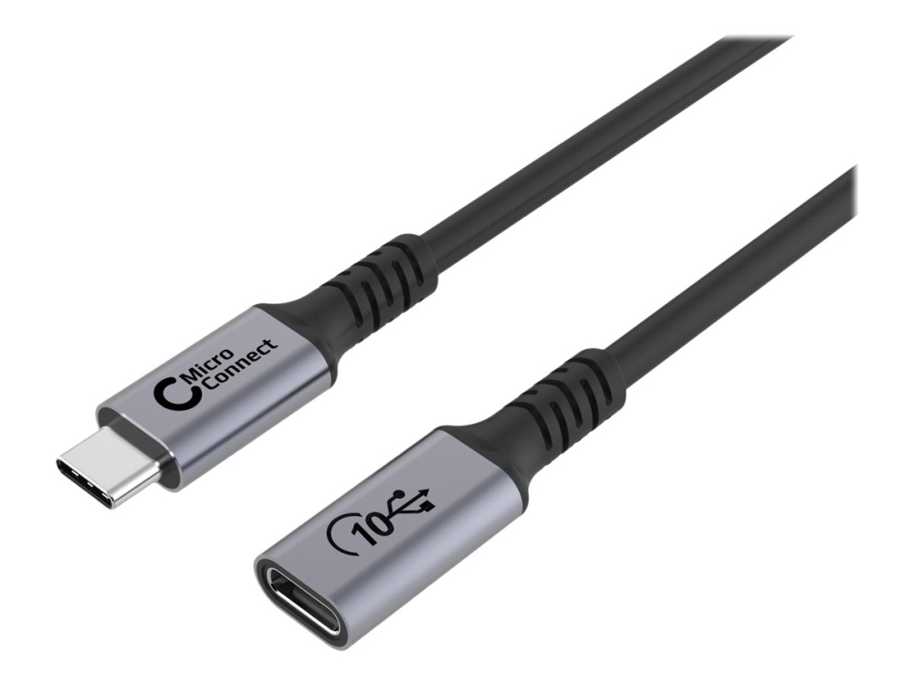 MicroConnect Premium USB-C -jatkokaapeli, 100 W, 1,5 m, musta