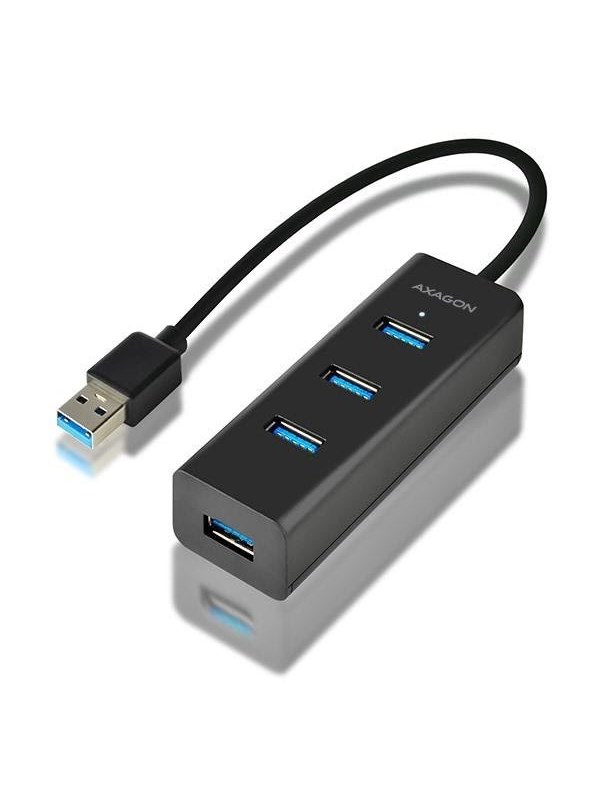 AXAGON USB-A 3.0 -hubi Micro USB -virtaliittimellä USB hub - 4 porttia - USB 3.2 - Musta