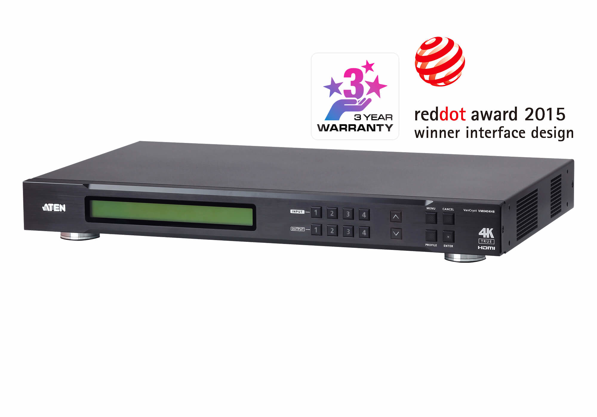 Aten Vm0404hb Av-matriisikytkin Sisäänrakennettu Näyttö 17,8 W