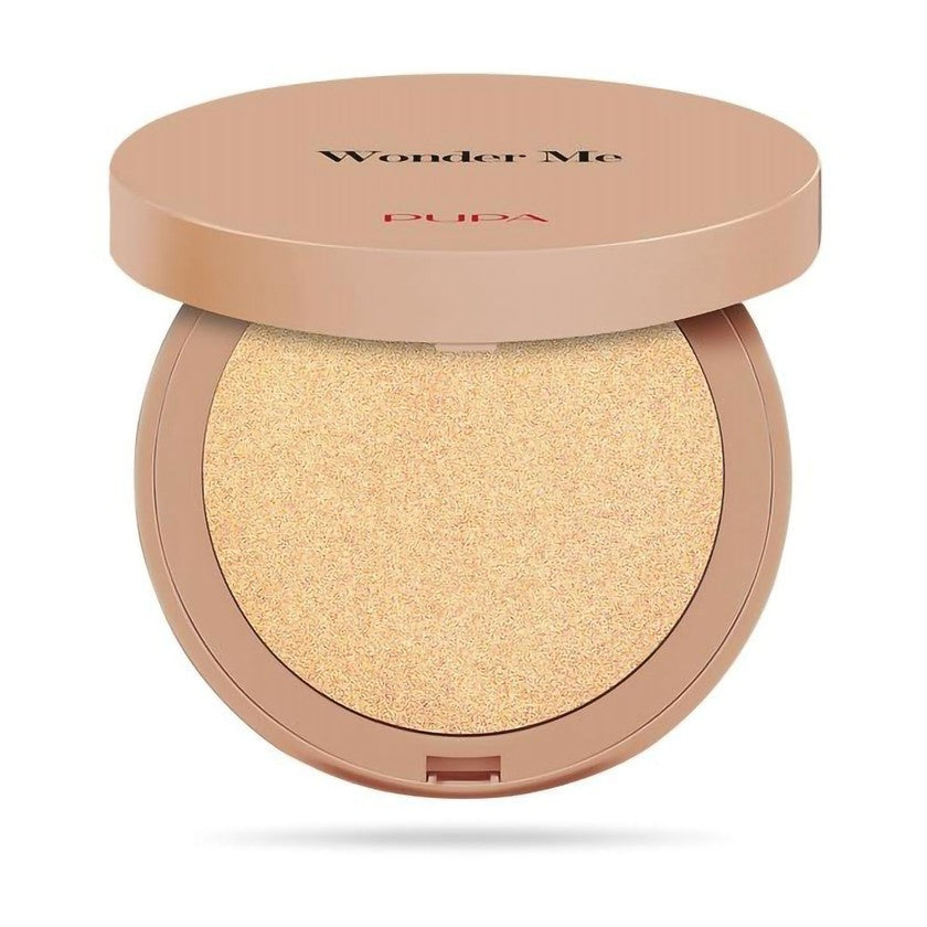 Pupa Wonder Me Glow - Kompakti kasvojen korostus Zero Powder Effect 102 – Pure Gold (7,5 G)