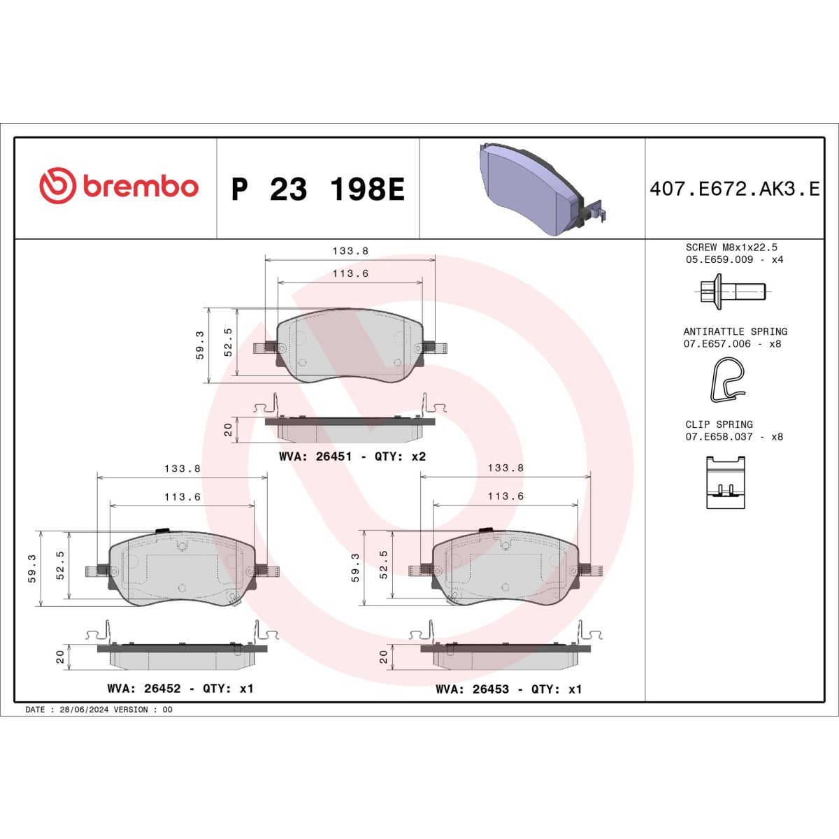 Jarrupalat, levyjarru BREMBO P 23 198