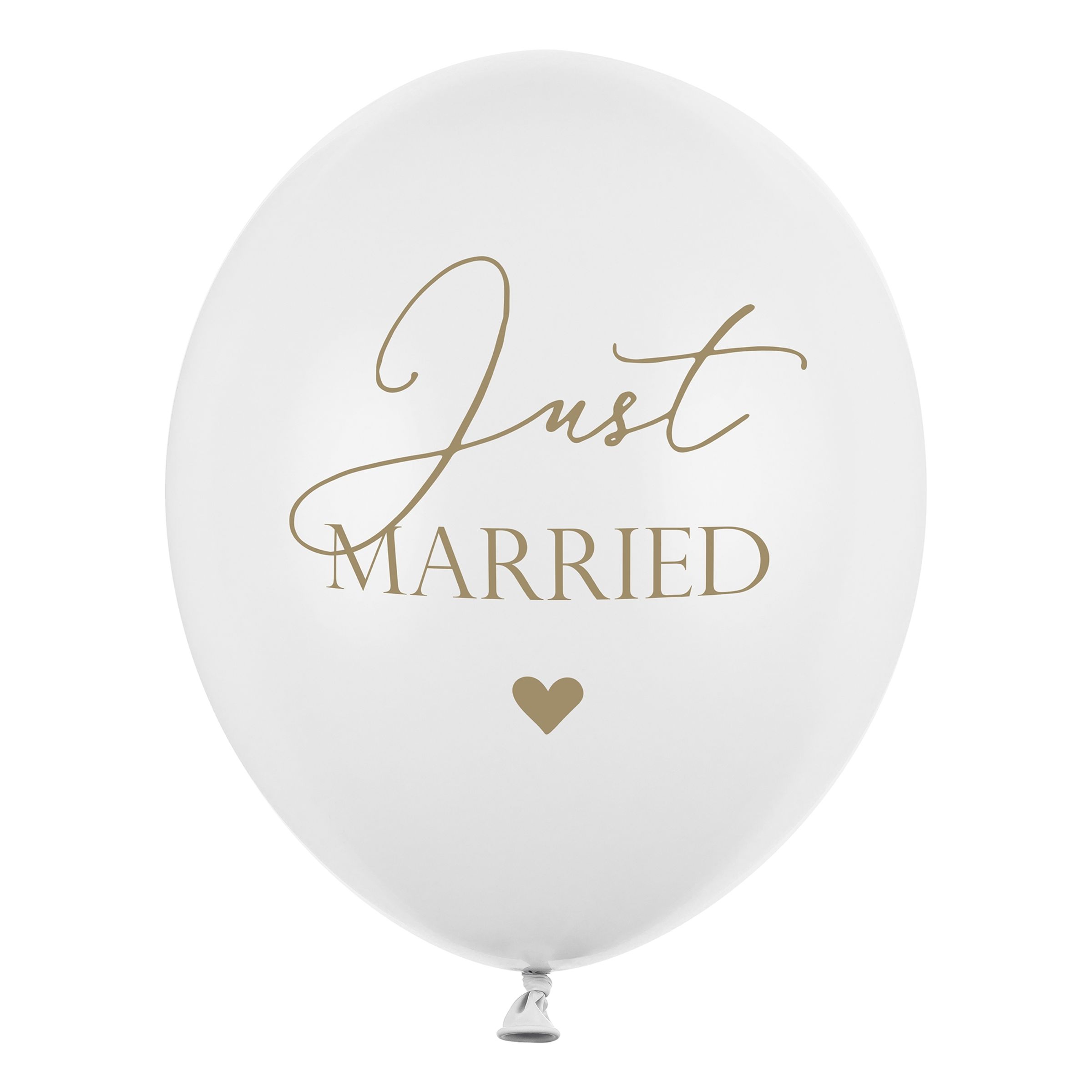 Ilmapallot - Valko/kulta, Just Married, 30cm, 6kpl
