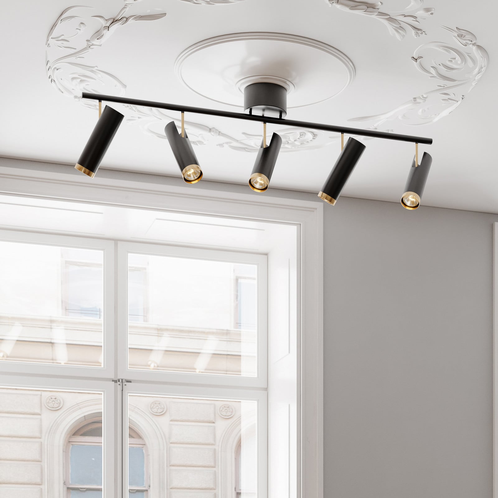 Puls Bar 5 Kattovalaisin Black/Brass - By Rydéns - Olohuone - Moderni - Metalli - Monilamppuinen