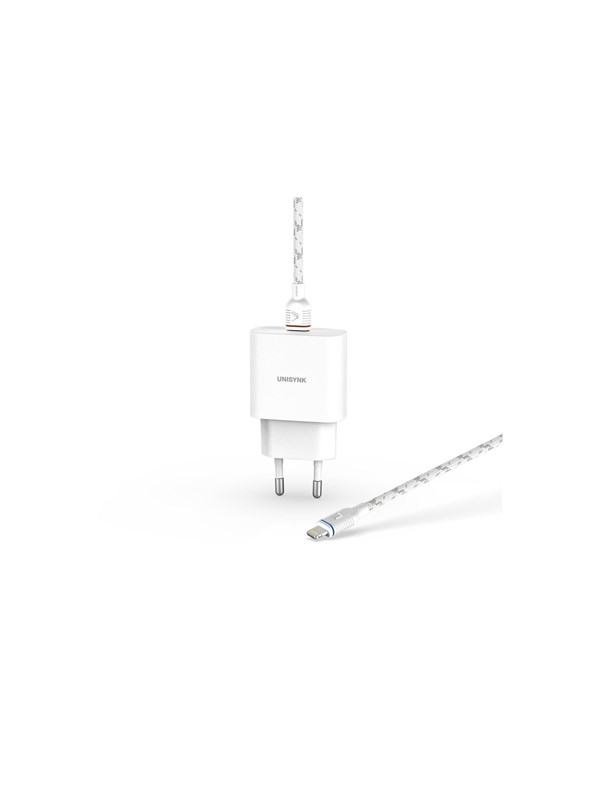 Unisynk Lightning Slim 20W seinälaturipaketti, valkoinen