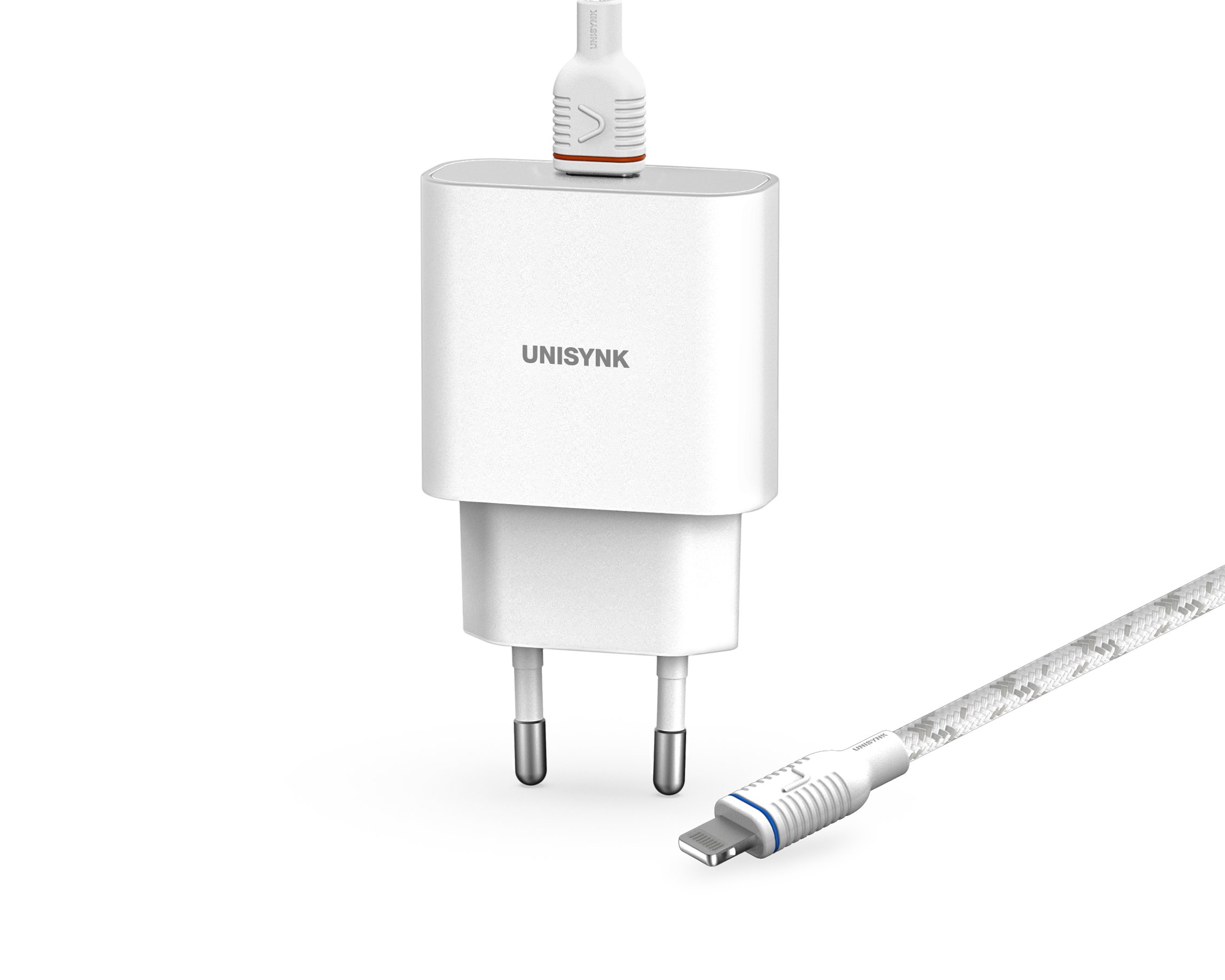 Unisynk Lightning Slim 20W seinälaturipaketti, valkoinen