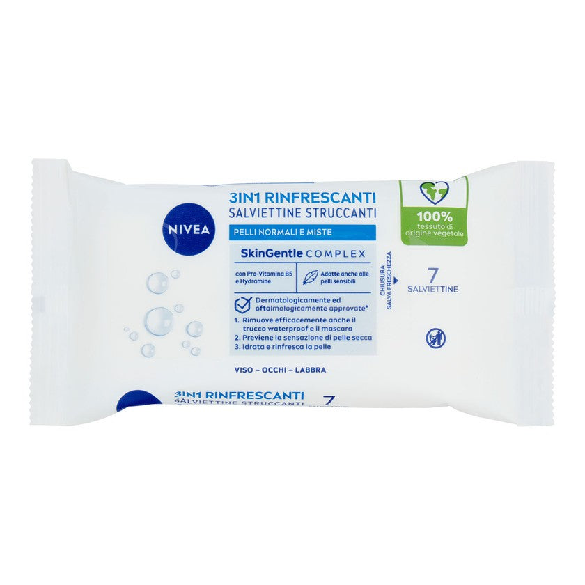 Nivea Aqua Effect virkistävät puhdistusliinat normaalille ja sekaiholle 7 kpl