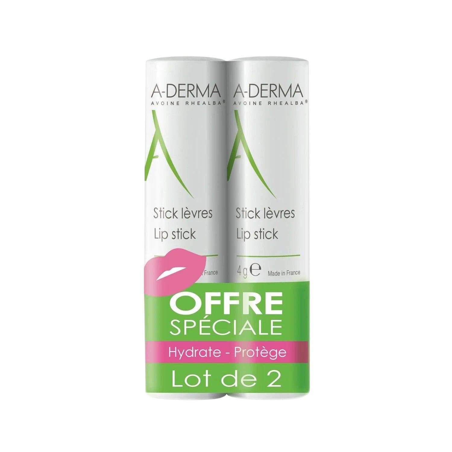 A-Derma The Inspensable Lip Stick 2x4g erä × 2