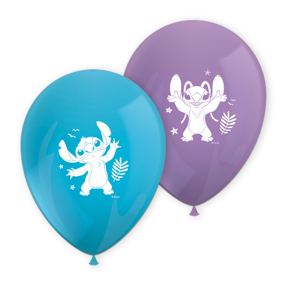 Ilmapallot - Stitch & Angel Disney, violetti ja sininen, 28 cm, 8 kpl