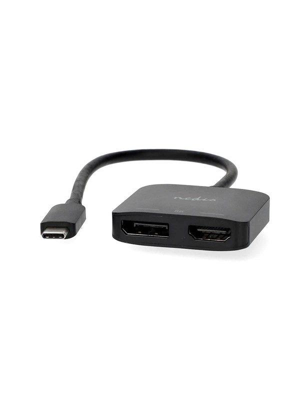 Nedis USB-CTM Sovitin | USB 3.2 Gen 1 | USB-CTM Uros | DisplayPort Naaras / HDMITM Ulostulo | 8K@30Hz | 0.20 m | Pyöreä | Niklattu | Musta | Laatikko