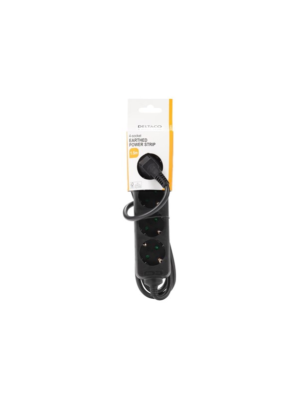 DELTACO outlet 4xCEE 7/3 1xCEE 7/7 1,5m black