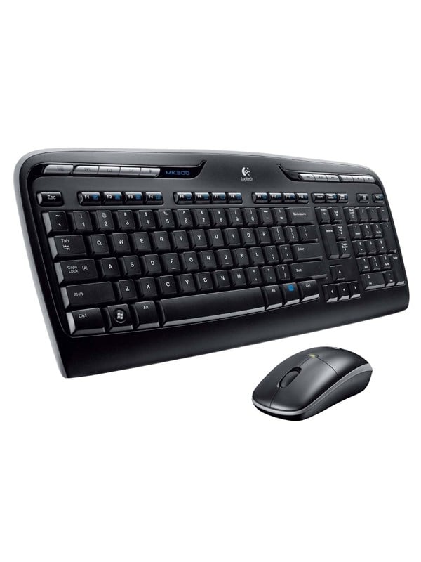 Logitech MK330, Täysikokoinen (100 %), Langaton, USB, QWERTY, Musta, Sisältää hiiren