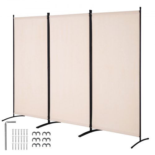 VEVOR Room Divider, 3 Panels Room Divider, Folding Privacy Screen and Portable Partition Divider for Room Separation, Freestanding Room Partitions for Office, Bedroom, Study, Beige