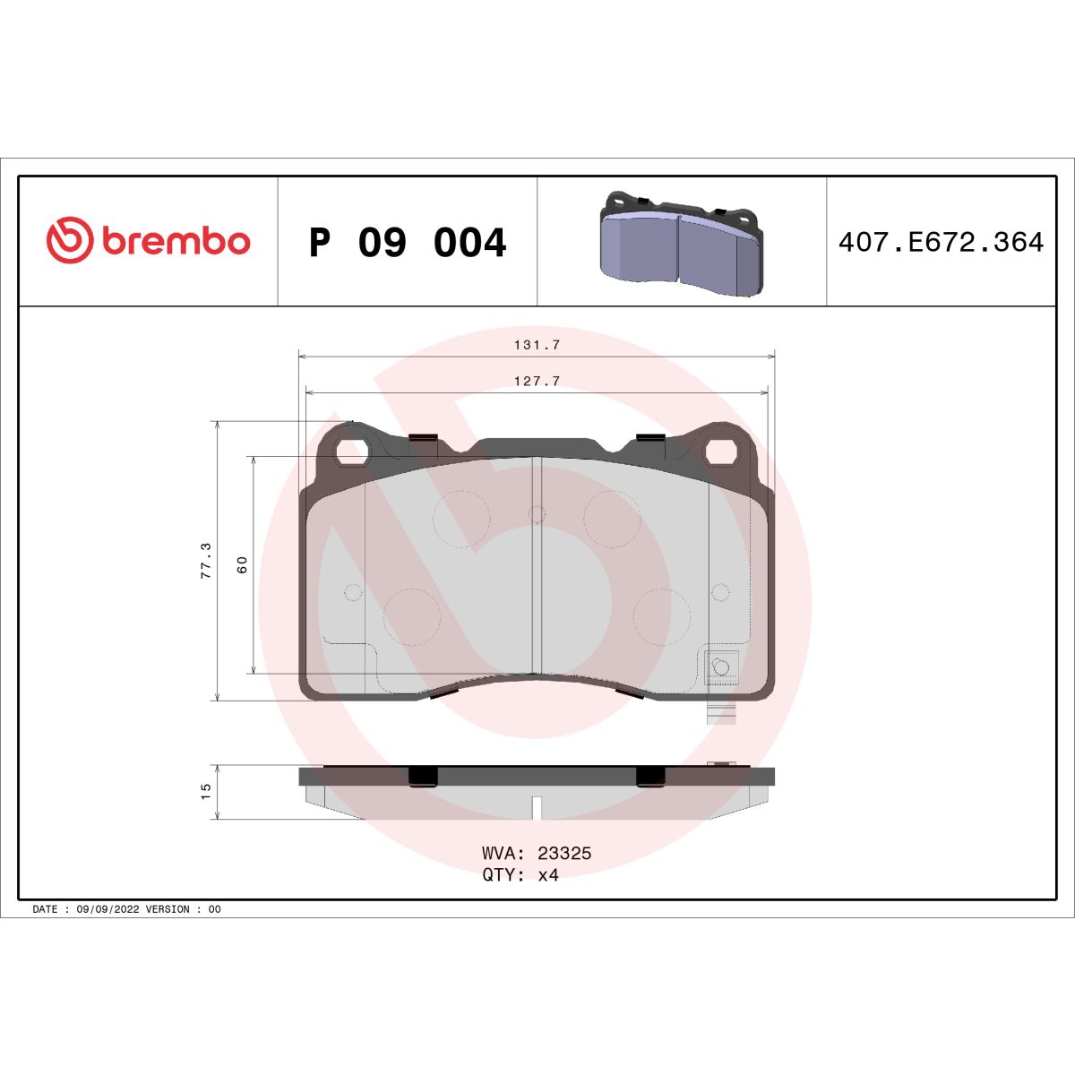 Jarrupalat, levyjarru BREMBO P 09 004