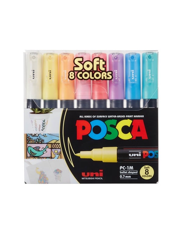 POSCA-merkintäsarja Soft Colours, PC-1M 8 ass.