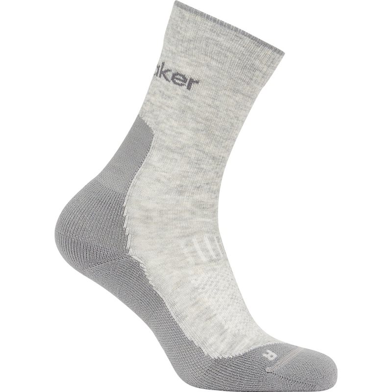 Icebreaker Men Merino Hike+ Light Crew Blizzard Hthr/Alloy - L