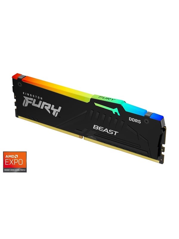 Kingston FURY Beast RGB DDR5-5600 - 32GB - CL36 - Single Channel (1 pcs) - AMD EXPO & Intel XMP - Musta RGB