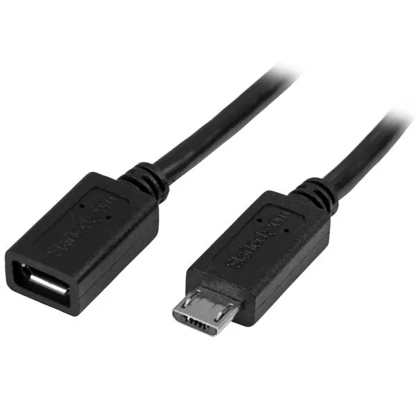 Startech Micro-usb Extension Cable 0.5m Micro Usb-b Micro Usb-b Musta
