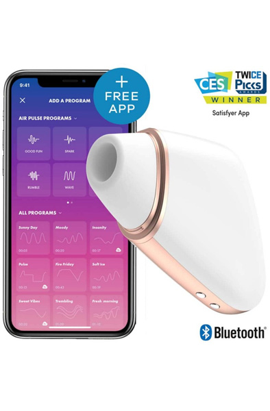Satisfyer Love Triangle White Sovelluksella ohjattava klitoriskiihotin