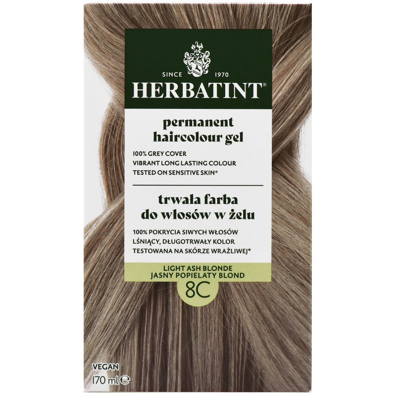 Herbatint Pysyvä hiusvärigeeli 170 ml 8C | Vaalea tuhkanvaalea blondi