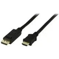 DELTACO DisplayPort - HDMI-näyttökaapeli, 20-pin, ur - ur, 5m, musta