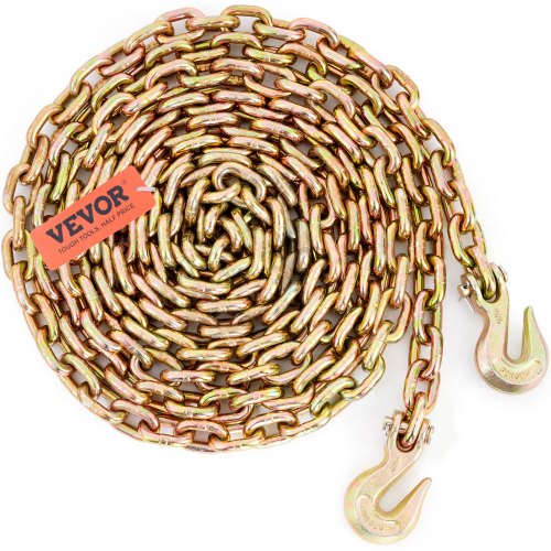 VEVOR Transport Binder Chain, 3220 kg Working Load Limit, 0.95 cm x 6.1 m G80 Tow Chain Tie Down with Grab Hooks, DOT Certified, Galvanized Coating Manganese Steel for Dock Factory Construction Site