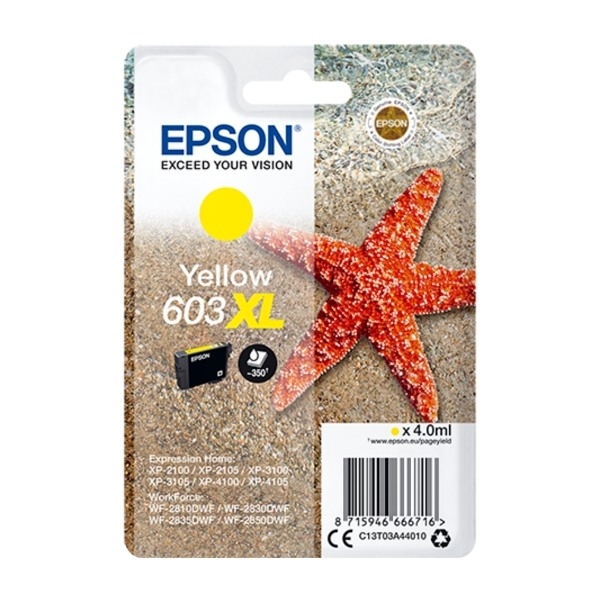 Epson 603XL-mustekasetti, 4 ml, keltainen