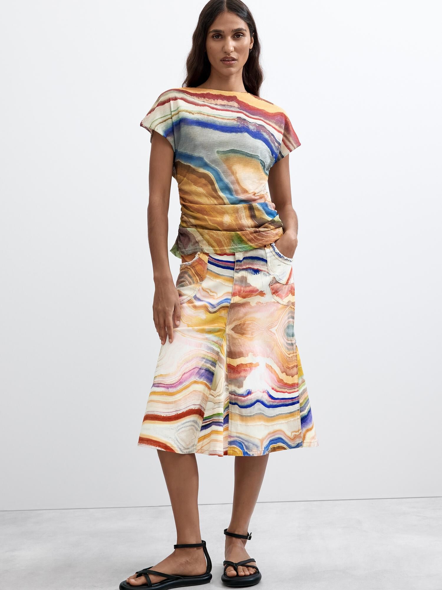 Desigual Paita  marine / ruskea / keltainen / vaaleanharmaa