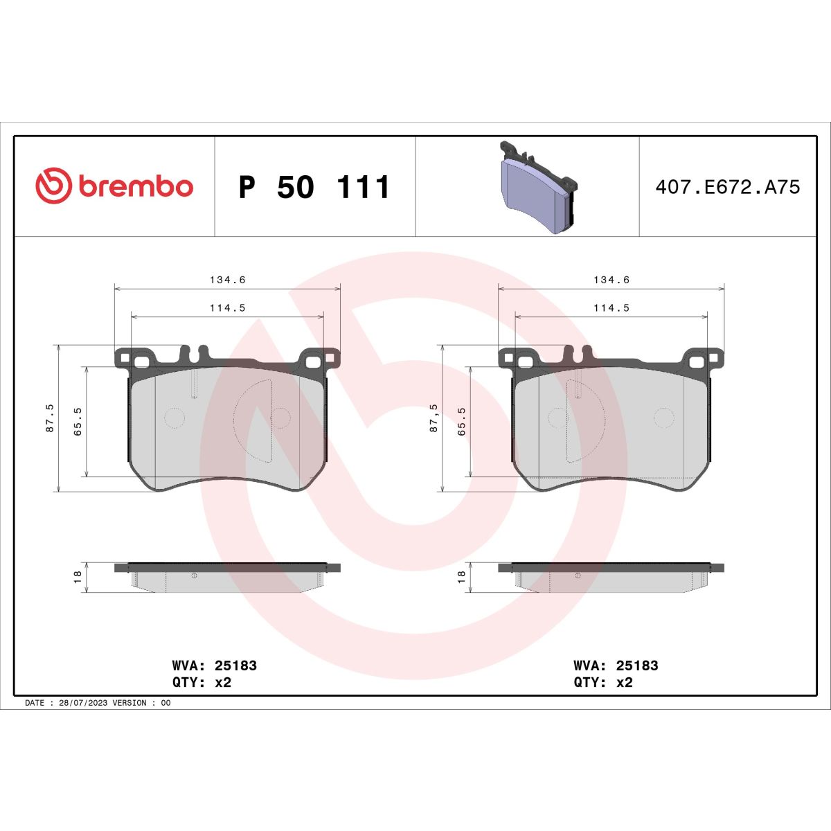 Jarrupalat, levyjarru BREMBO P 50 111