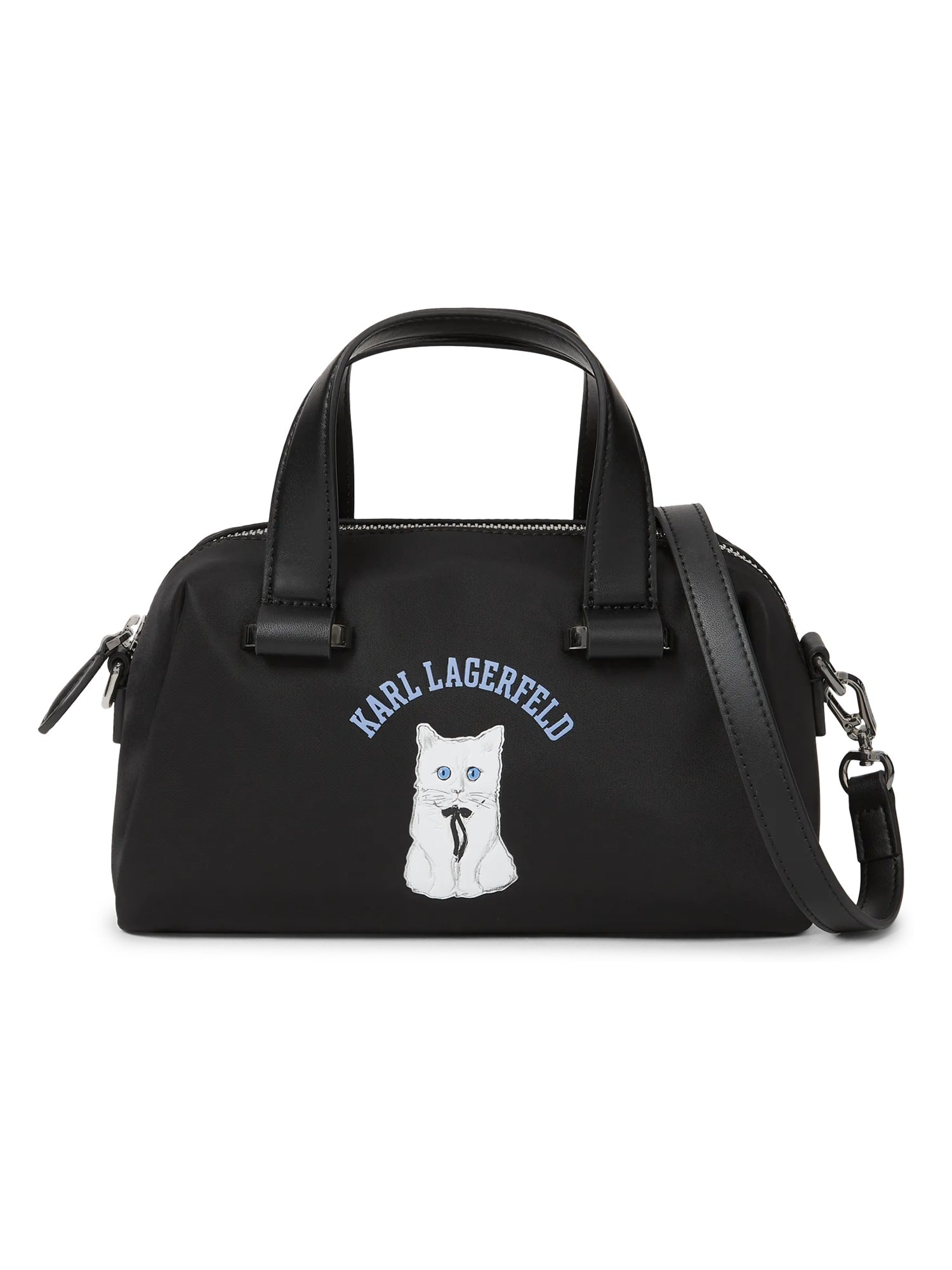 Karl Lagerfeld Olkalaukku 'Ikon Choupette' vaaleansininen / musta / valkoinen