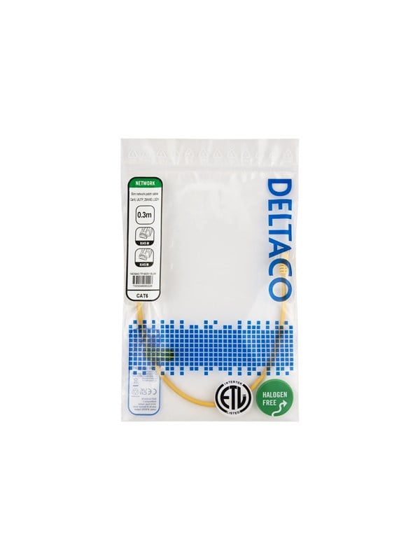 Deltaco patch cable - 0.3 m - yellow - Keltainen