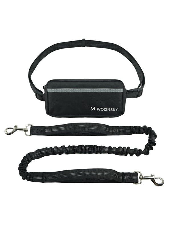 Wozinsky WPST-01 Hip Belt with Pouch and Elastic Leash for Running with a Dog - Black