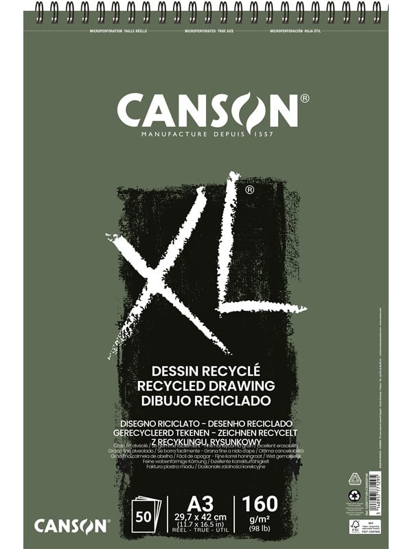 Canson XL Recyclé FG A3 160G Spiral 50 SH