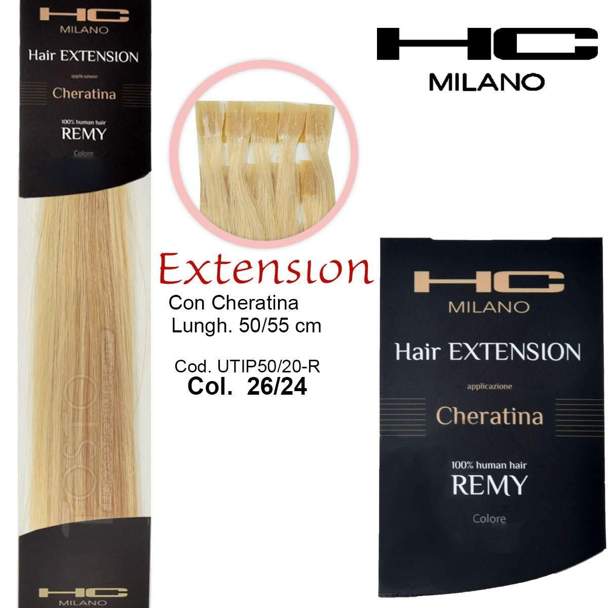 Hc Milano Keratiini Remy pidennys 50/55 cm 20 kappaletta Väri 26/24 Sekoite Ultravaalea blondi/Erittäin vaalea blondi Ec 11,0/9,00
