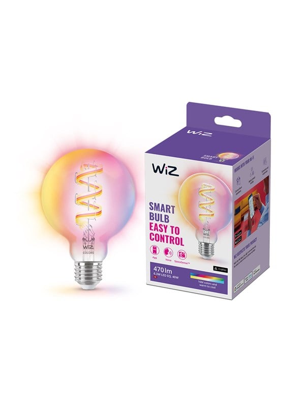 WiZ Color G95 E27 Globe-filamenttilamppu - RGB/16 miljoonaa väriä + himmennettävä valkoinen LED-valo
