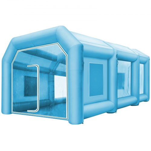 VEVOR Inflatable Tent 792.5 x 396.2 x 304.8 cm Inflatable Spray Booth Custom Tent Inflatable Paint Booth Tent Car Paint Booth Giant Workstation 210D Oxford Fabric With 2 Blowers