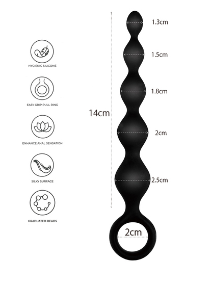 Arse Beads Black 18 cm Anaali helmet