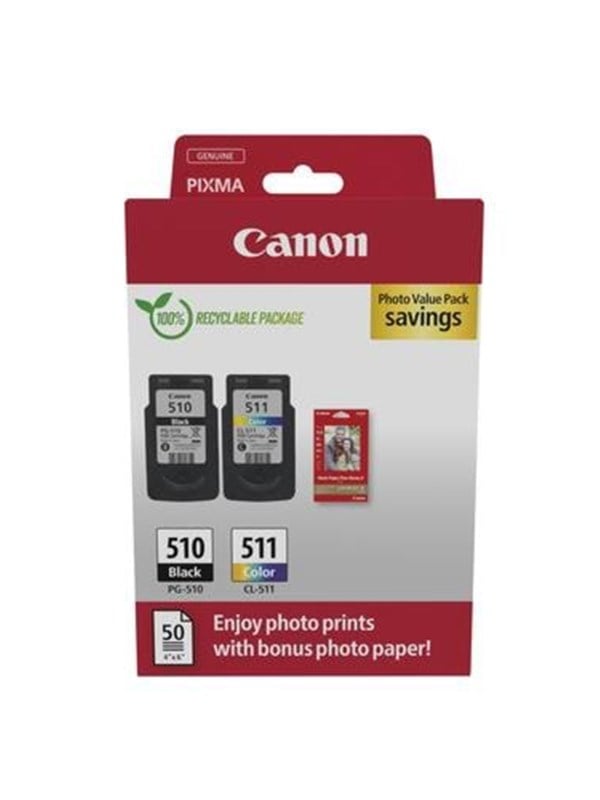 Canon PG-510/CL-511 -mustekasettipakkaus, musta ja väri