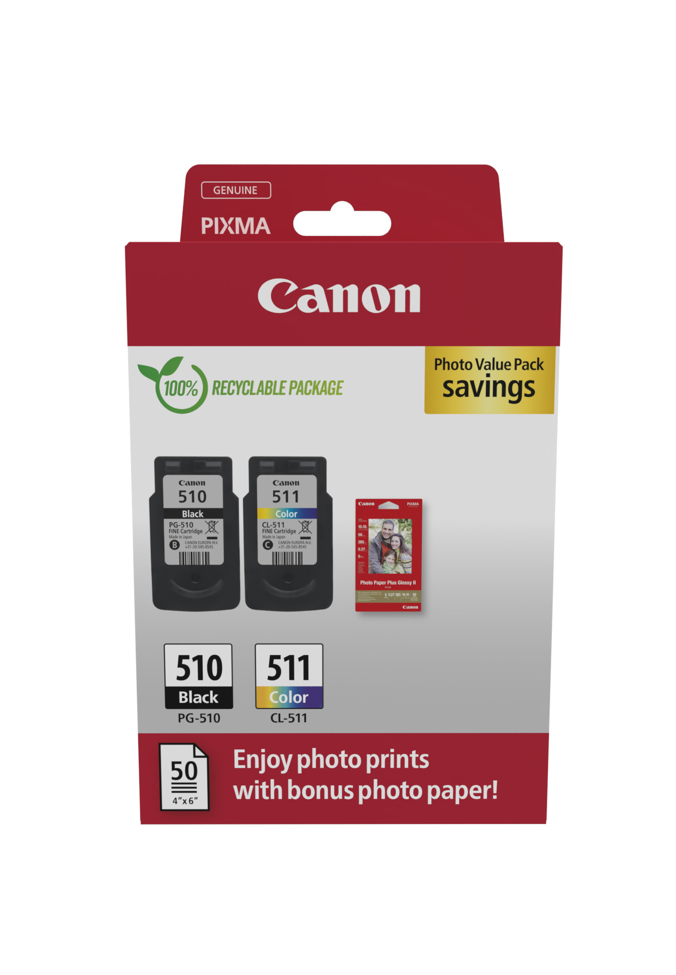 Canon PG-510/CL-511 -mustekasettipakkaus, musta ja väri