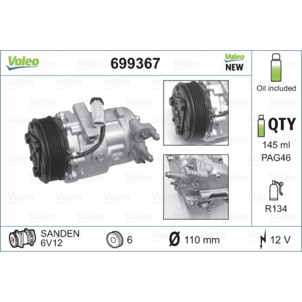 Ilmastoinnin kompressori VALEO 699367
