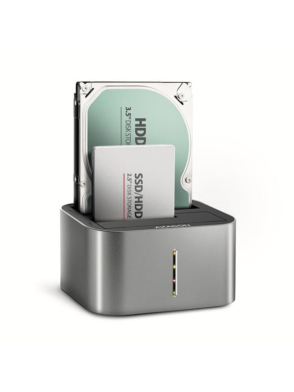 AXAGON Superpeed USB-C Dual HDD/SSD -telakka kloonaustoiminnolla